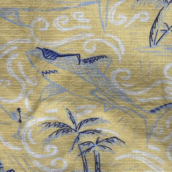 Mutt Lynchs  Columbia Newport Beach CA Hawaiian Shirt XL Yellow Sharks Dog - Picture 11 of 12